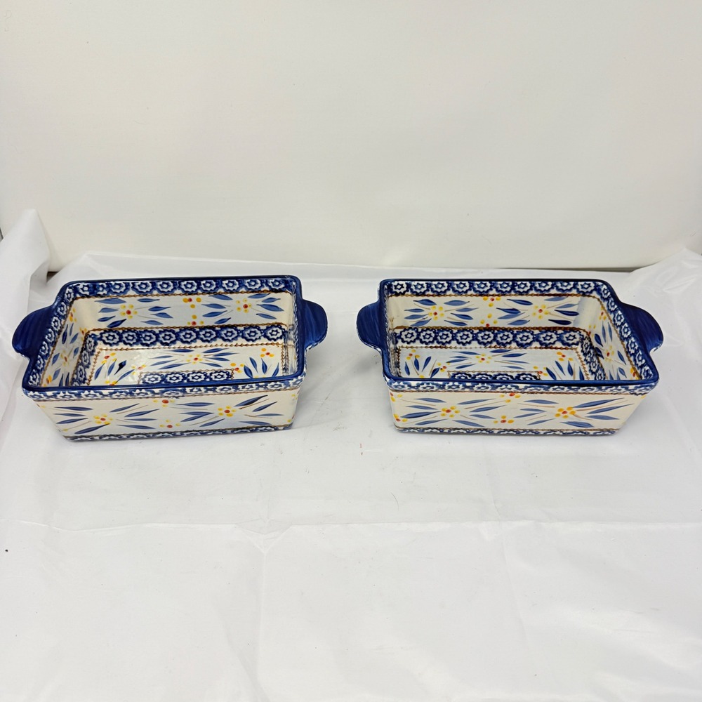 Temp-tations by Tara Old World Blue 1.5qt Rectangular Baking Pans - Set of 2